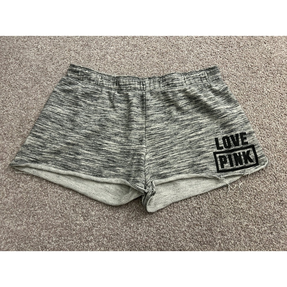 Pink Victoria's Secret Shorts Womens S Gray Excellent Space Dye Raw Hem Logo